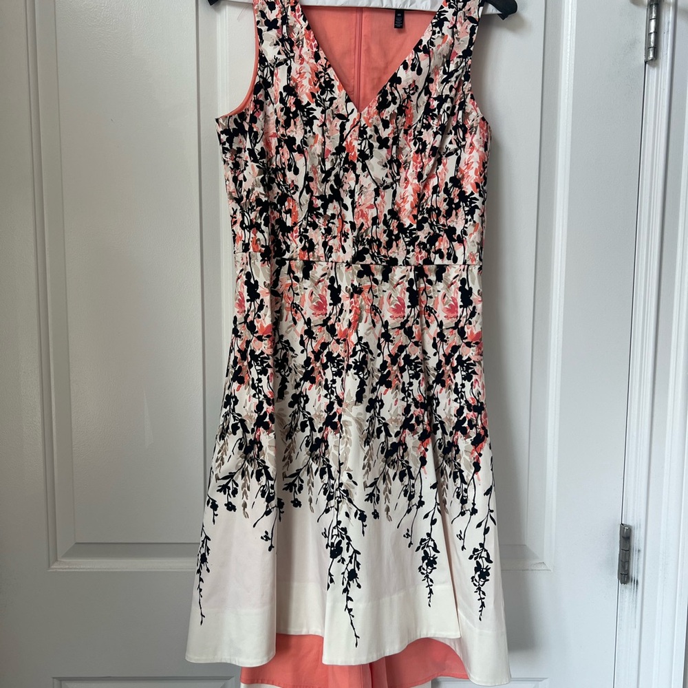 White House Black Market Floral Midi Dress - Pink, Black, and cream.